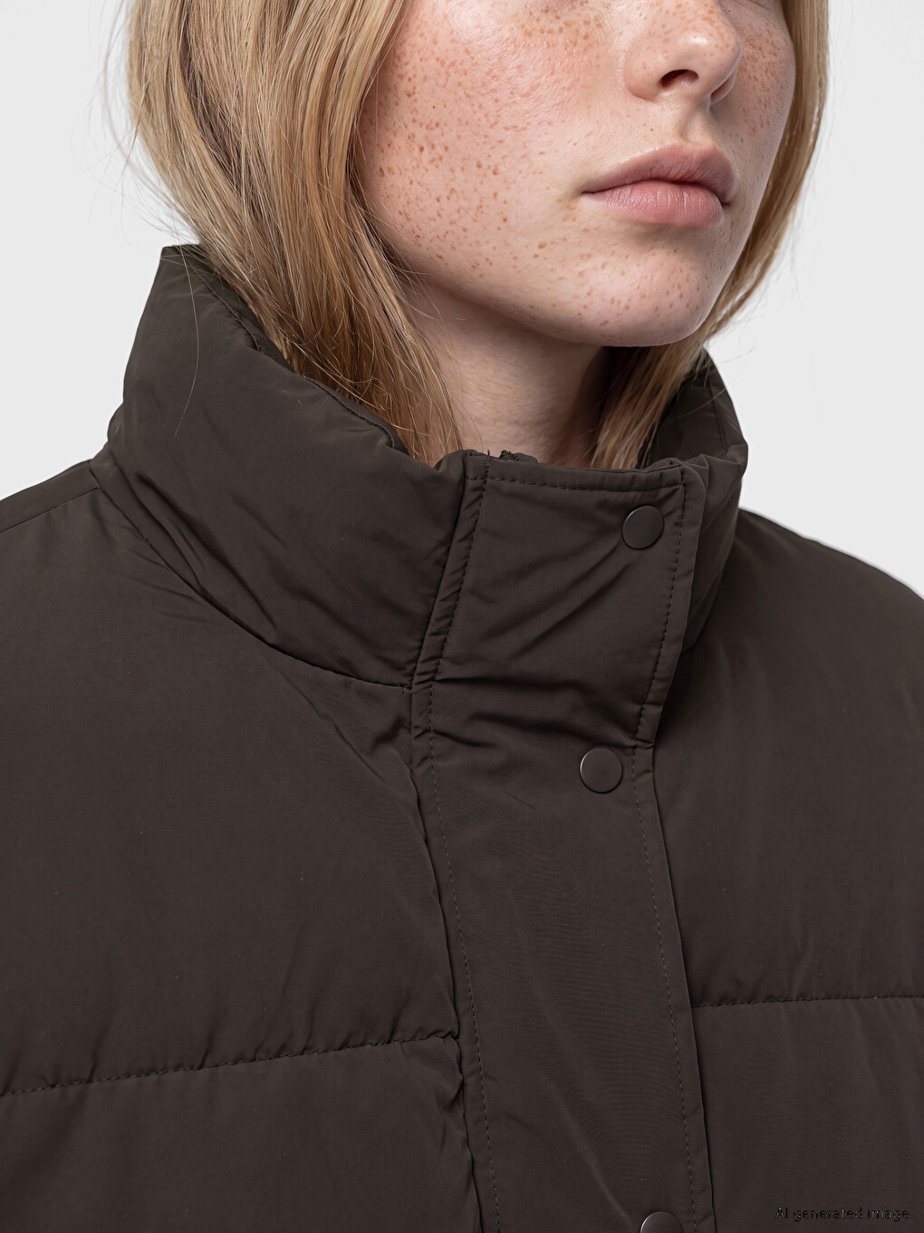 Mock Neck Women's Puffer Coat-2