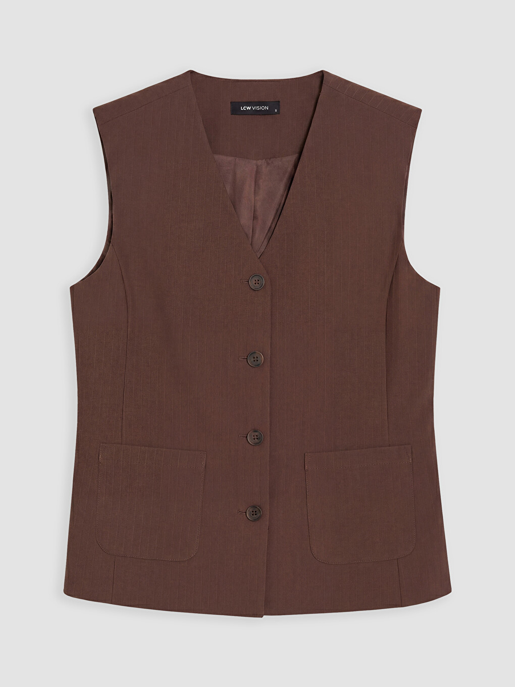 V Neck Striped Women's Classic Waistcoat-4