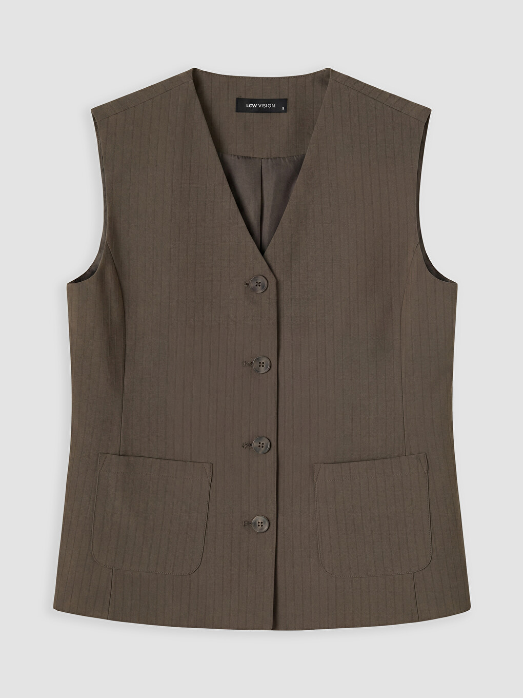 V Neck Striped Women's Classic Waistcoat-4
