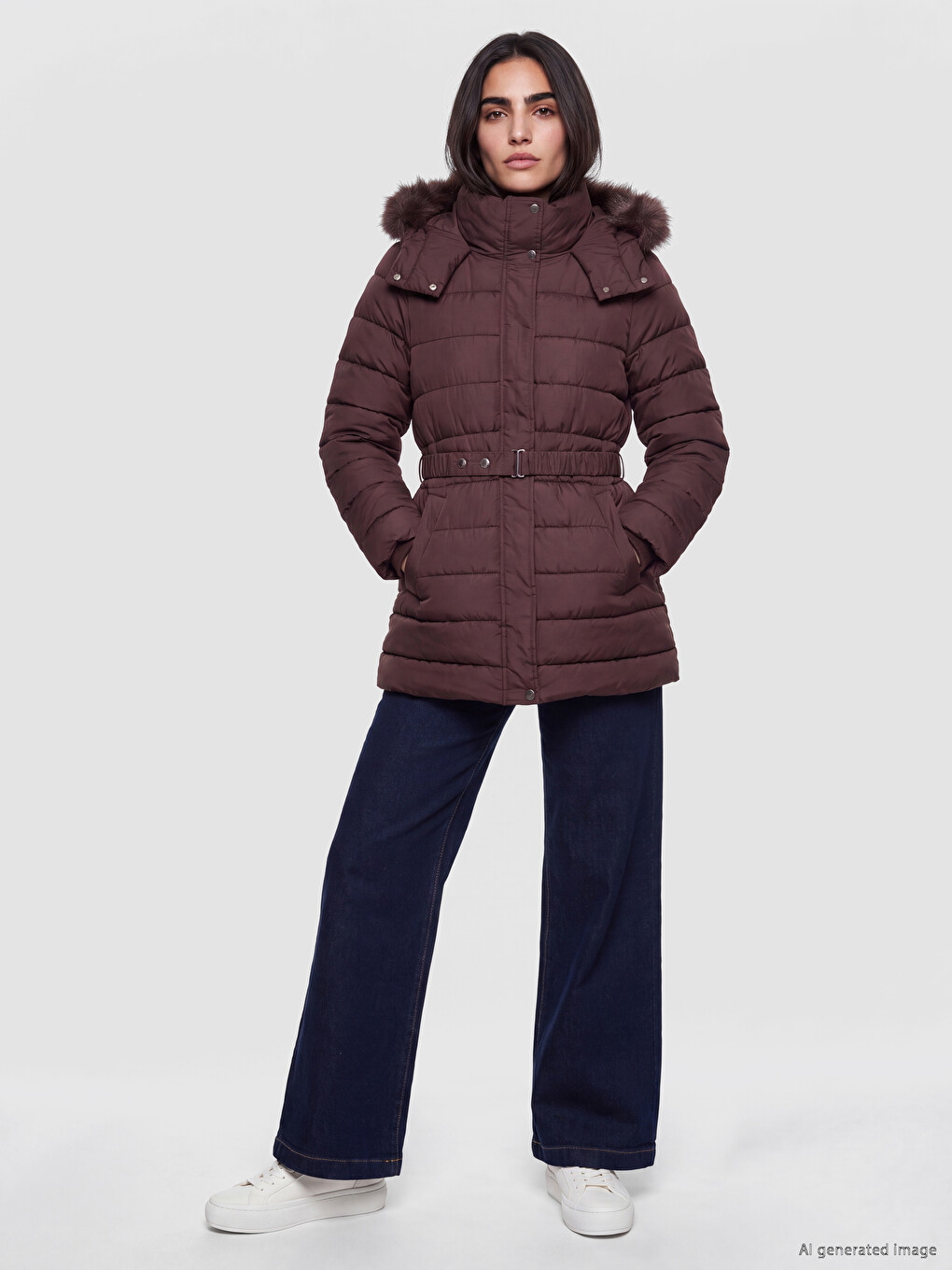 Woman Bordeaux Puffer Coat-1