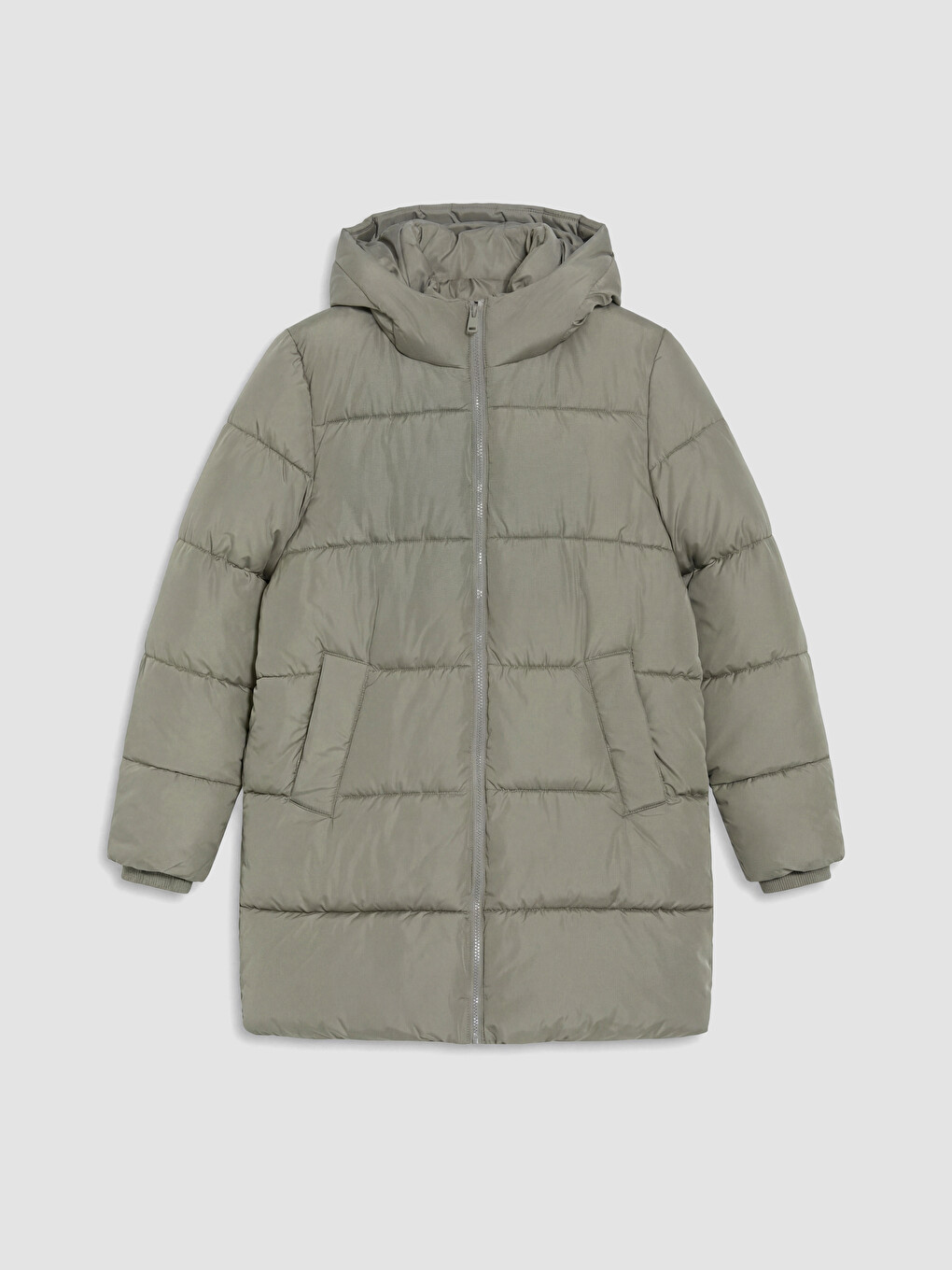 Femër Ngjyre Kaki Pallto Puffer-4