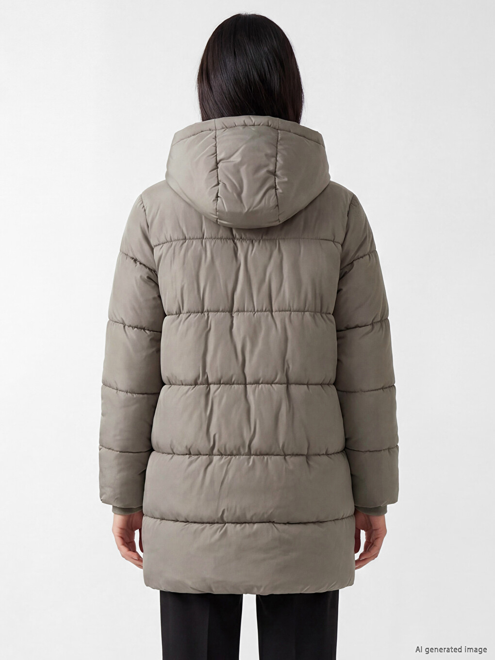Femër Ngjyre Kaki Pallto Puffer-3