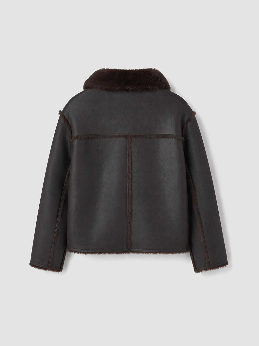 Woman Brown Faux Leather Coat-8