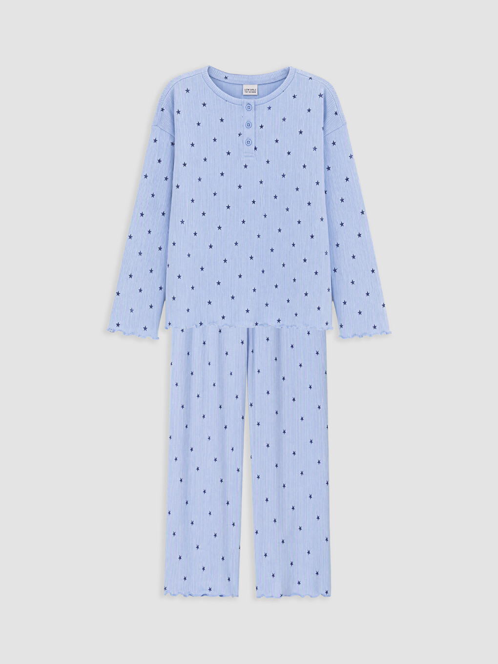 Mavi Bisiklet Yaka Kız Çocuk Pijama Takım