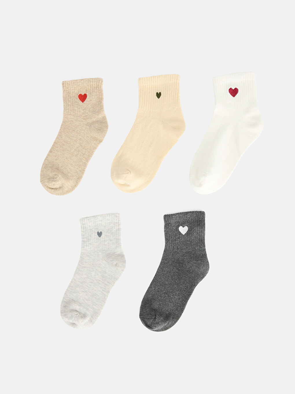 Heart Patterned Women's Ankle Socks 5-packs