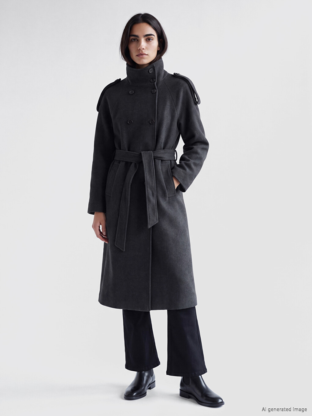 Sashed Wool Blended Women's Cachet Coat