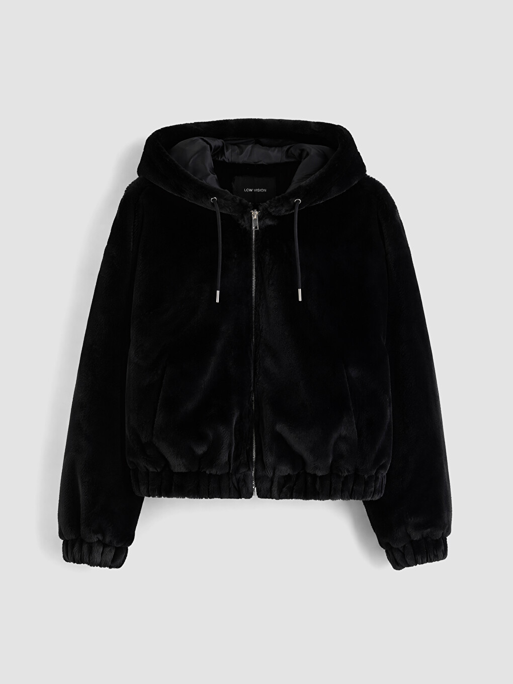 Woman Black Faux Fur Coat-4