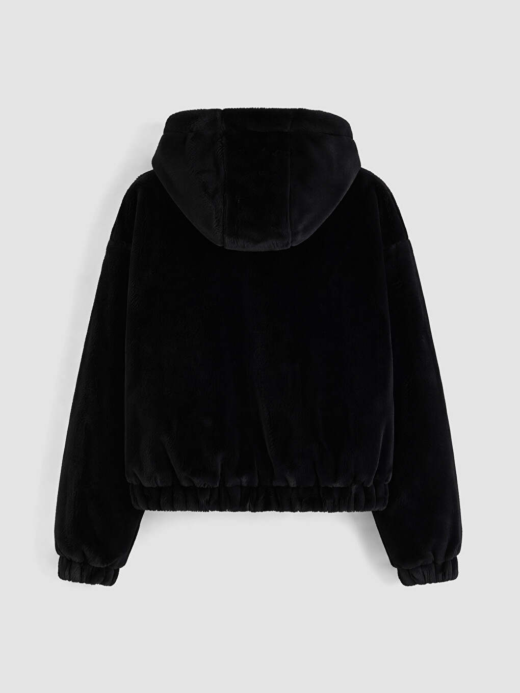 Woman Black Faux Fur Coat-5