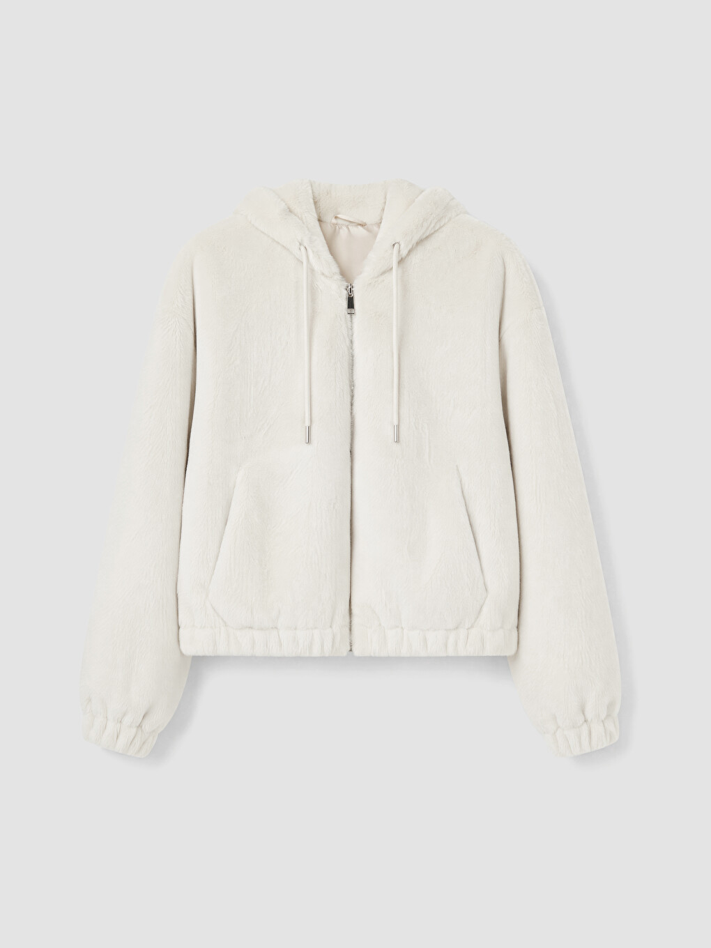 Woman White Faux Fur Coat-4