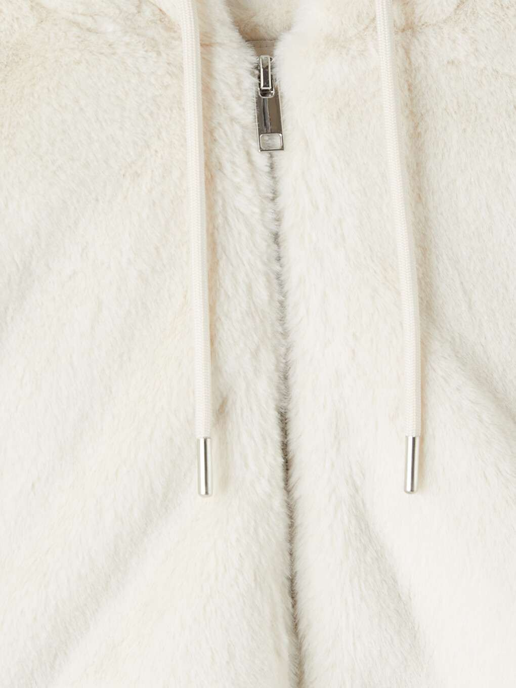 Woman White Faux Fur Coat-5