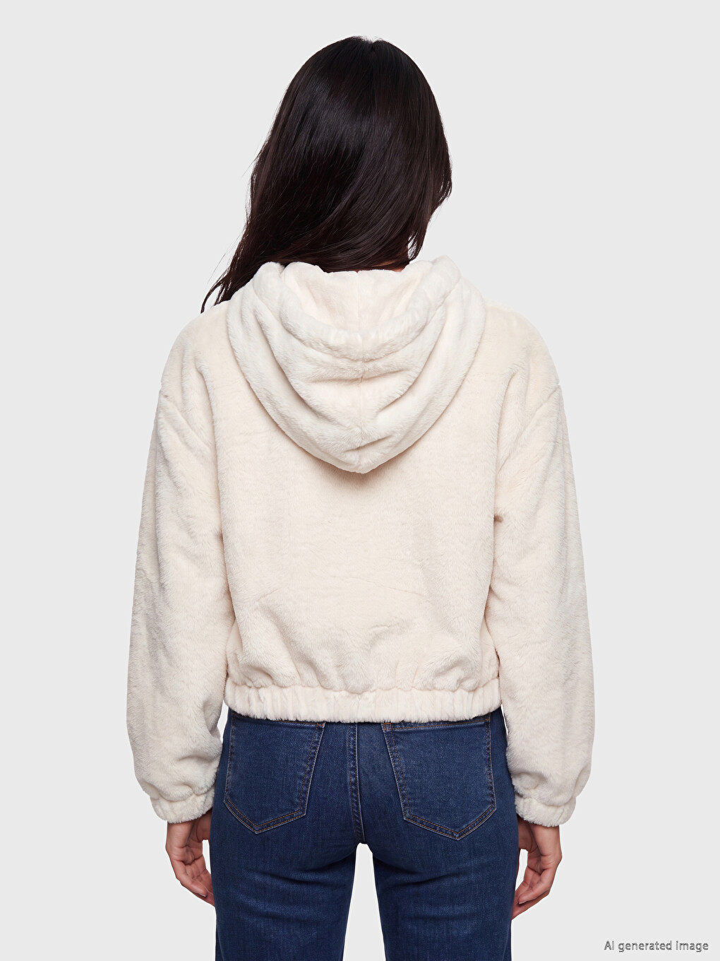 Woman White Faux Fur Coat-3