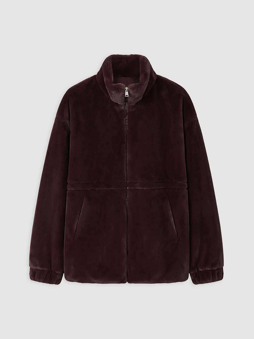 Mock Neck Women's Fur Coat-4