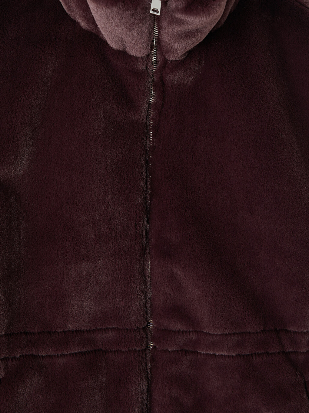 Mock Neck Women's Fur Coat-6