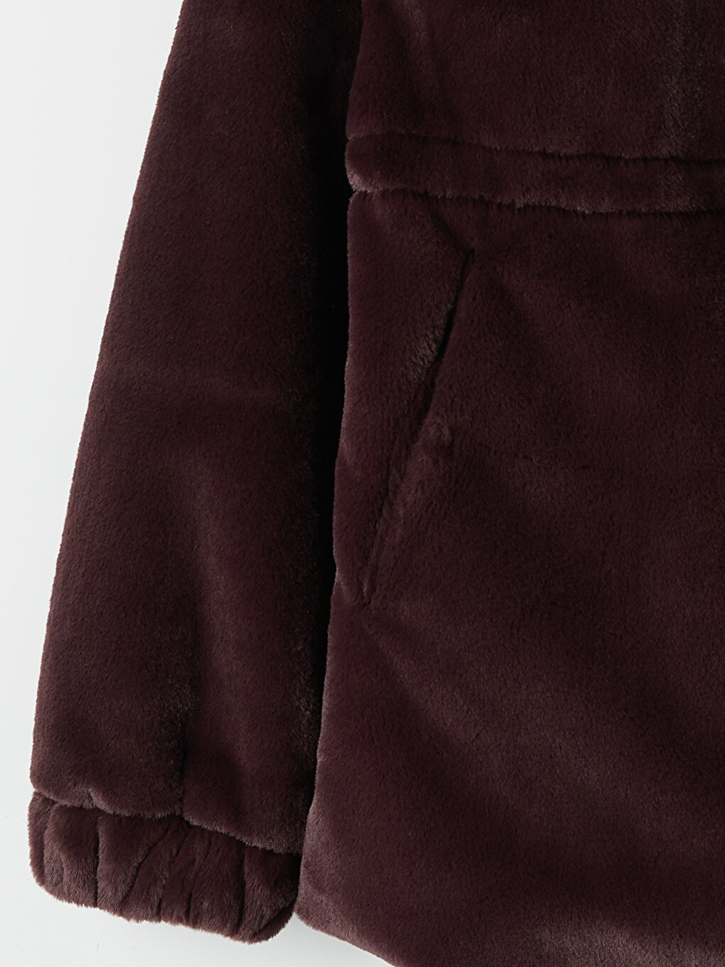 Mock Neck Women's Fur Coat-7