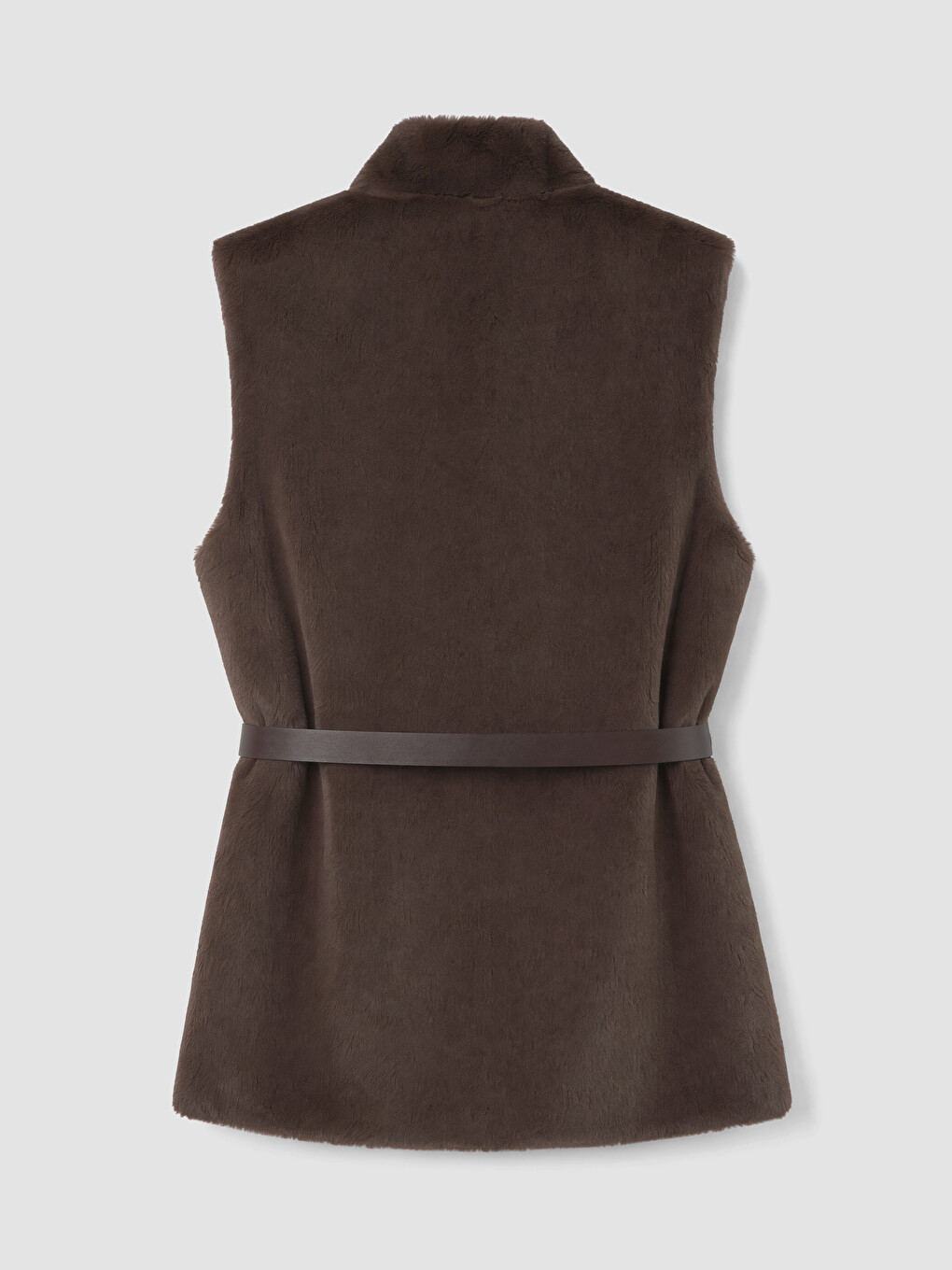 Mock Neck Waist Belted Women's Fur Gilet-9