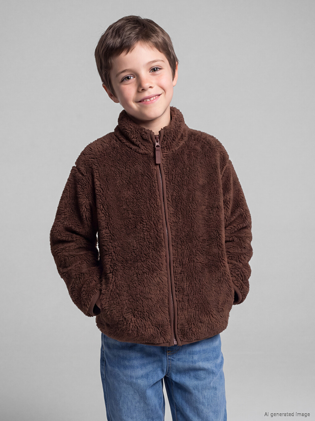 Mock Neck Boys' Plush Cardigan