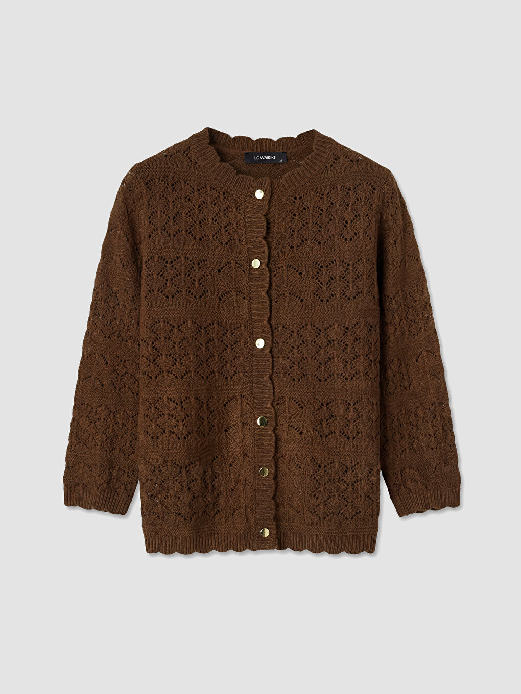 Crew Neck Open-knit Women's Knitwear Cardigan-4