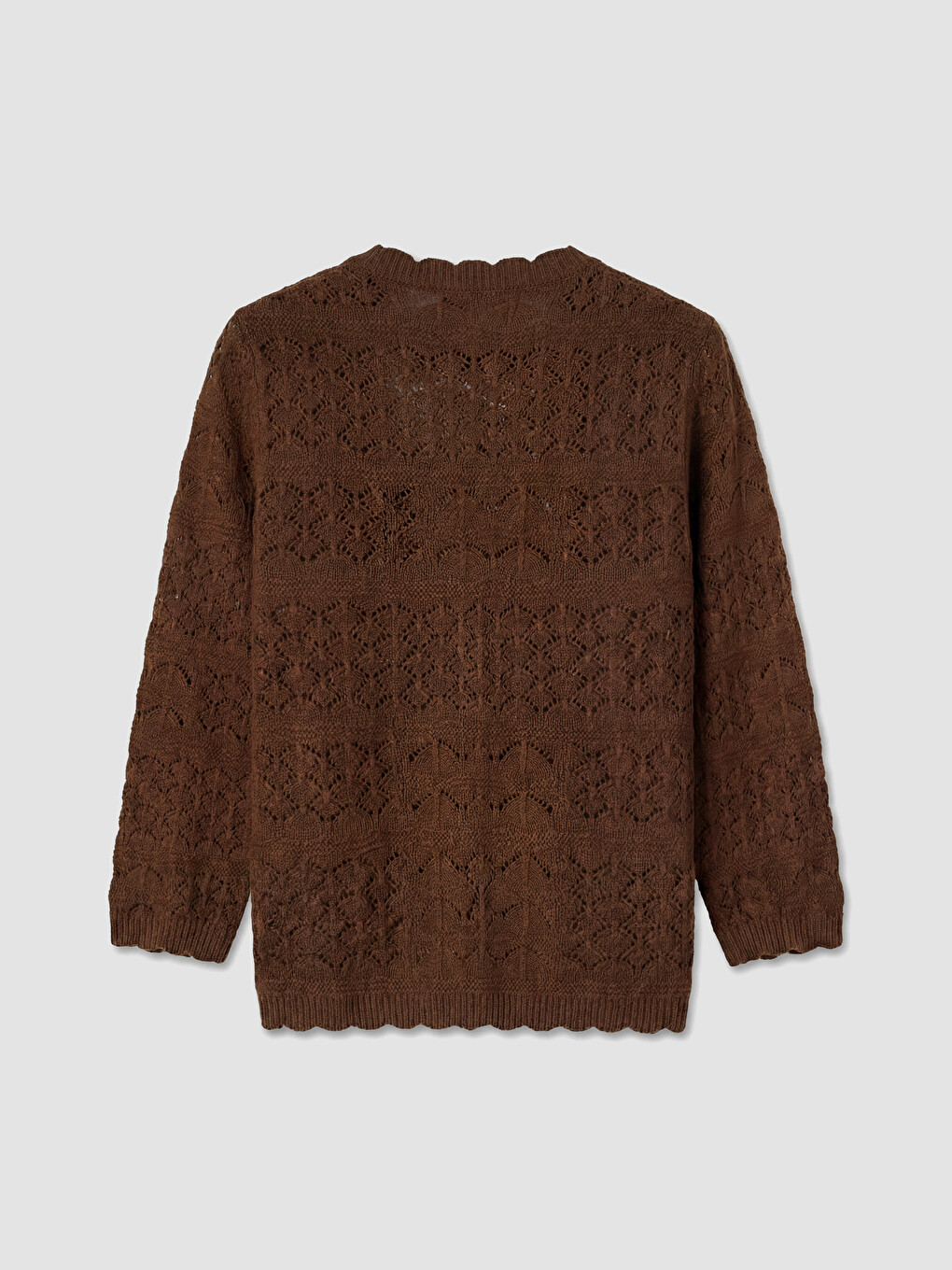 Crew Neck Open-knit Women's Knitwear Cardigan-6