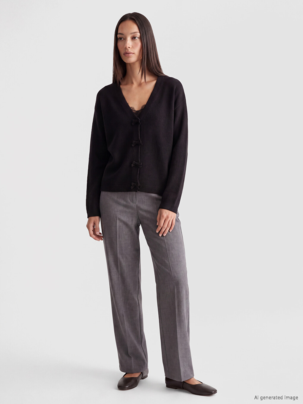 Bow Wool Blend Women's Knitwear Sweater-1