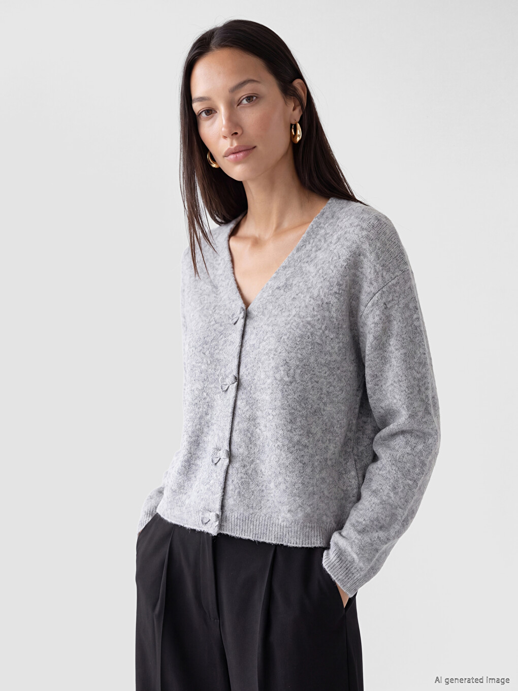 Bow Wool Blend Women's Knitwear Sweater