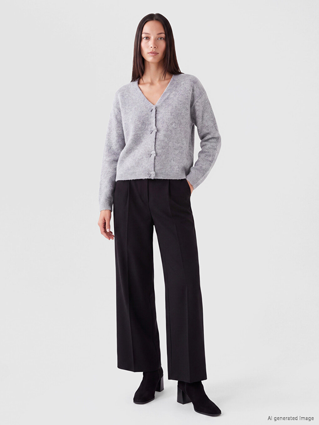 Bow Wool Blend Women's Knitwear Sweater-1