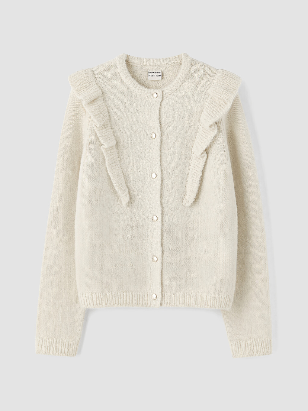 Cardigan Tricotat Cu Guler Rotund Pentru Fete