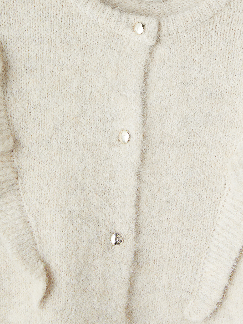 Cardigan Tricotat Cu Guler Rotund Pentru Fete-1