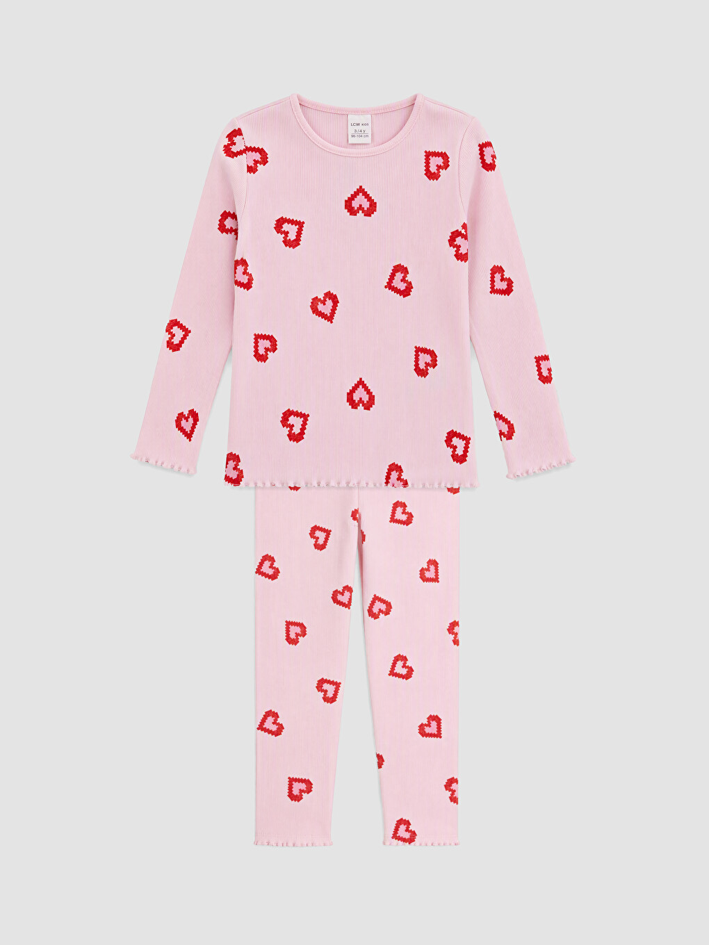 Pembe Bisiklet Yaka Baskılı Kız Çocuk Pijama Takım