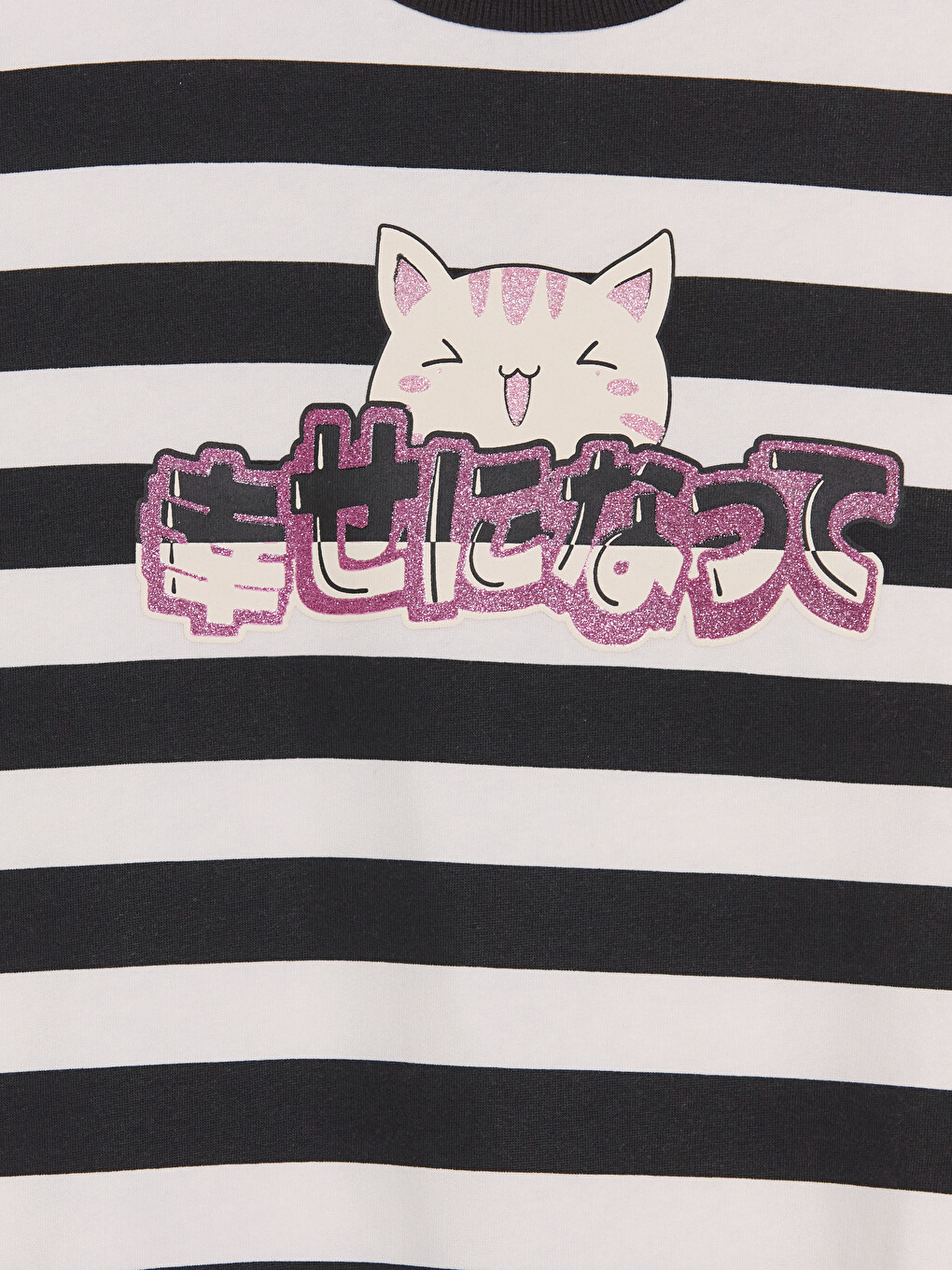 Crew Neck Striped Printed Girls' Sweatshirt-1