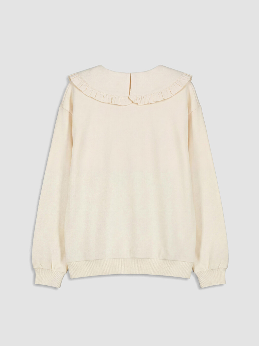Ruffled Peter Pan Collar Printed Girls' Sweatshirt-3
