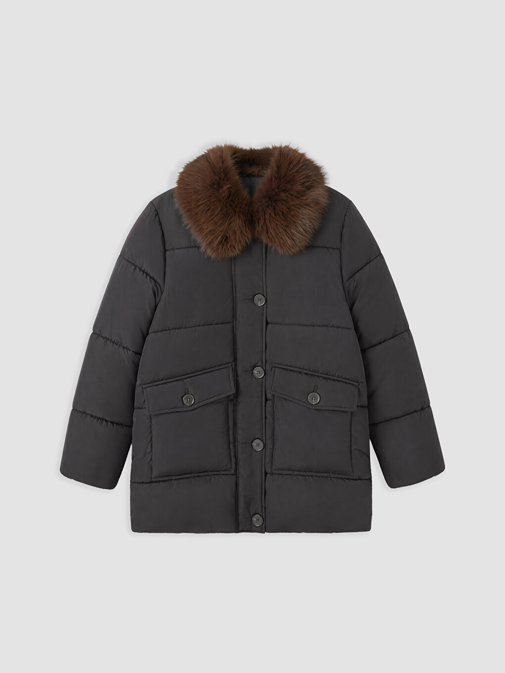 Fur Collar Women's Puffer Coat-4