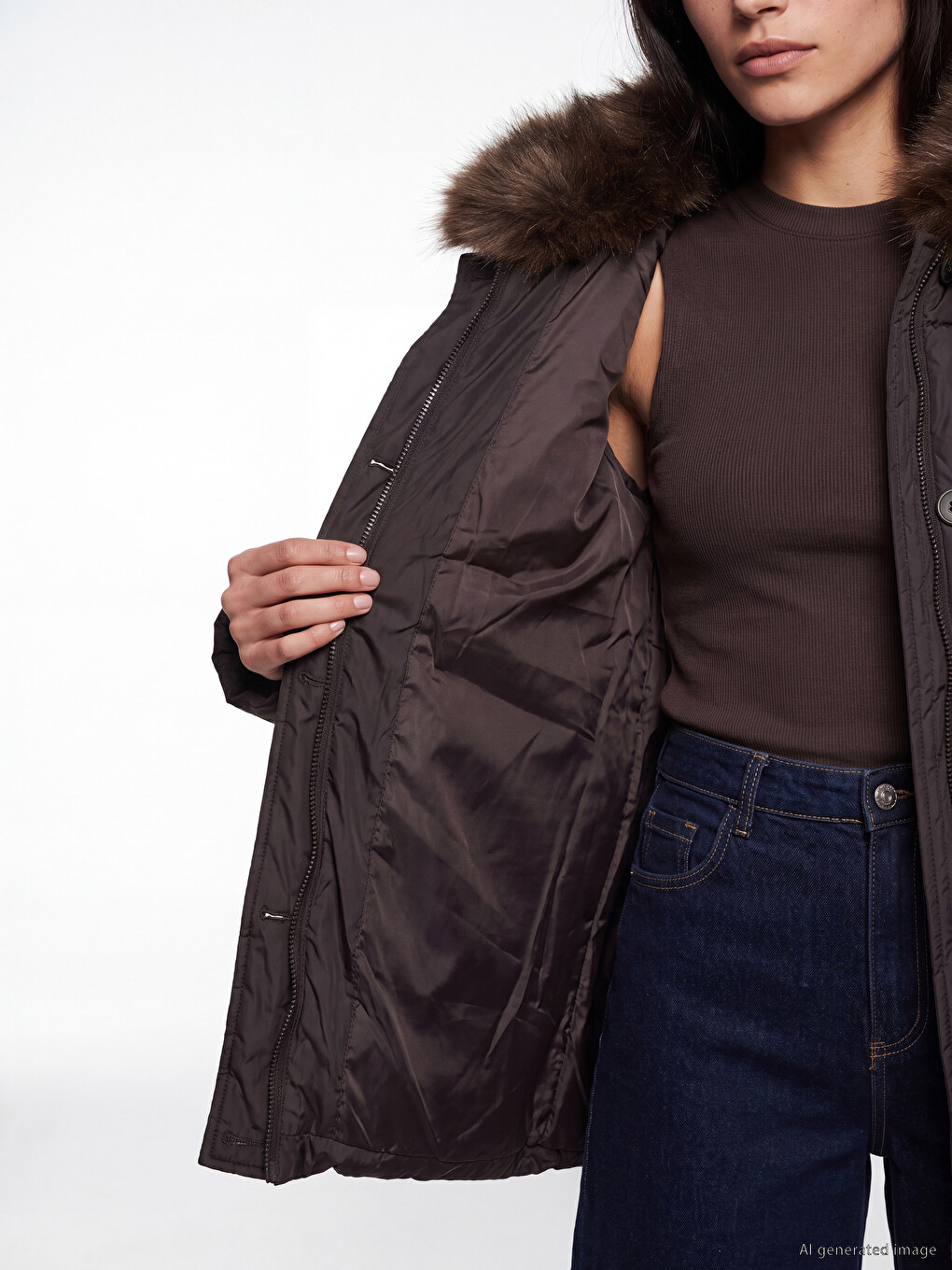 Fur Collar Women's Puffer Coat-2