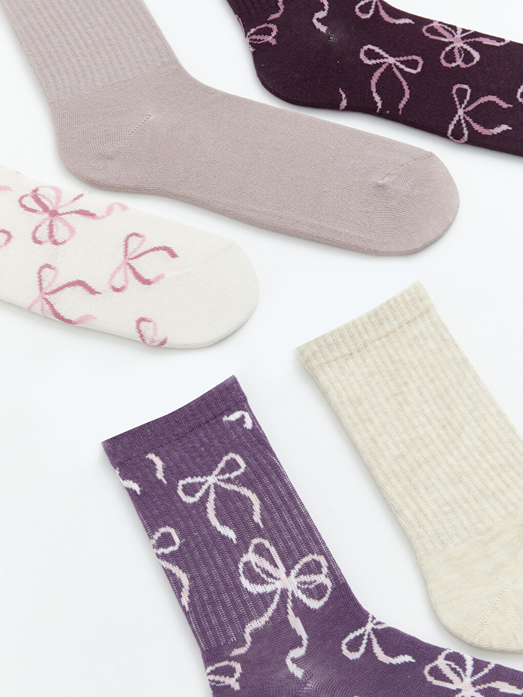 Bow Patterned Women's Ankle Socks 5 Pack-6