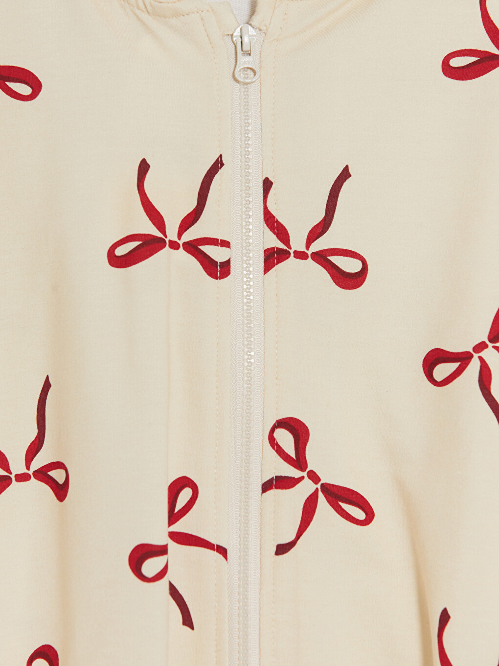 Hooded Bow Printed Girls' Zip-up Sweatshirt-2