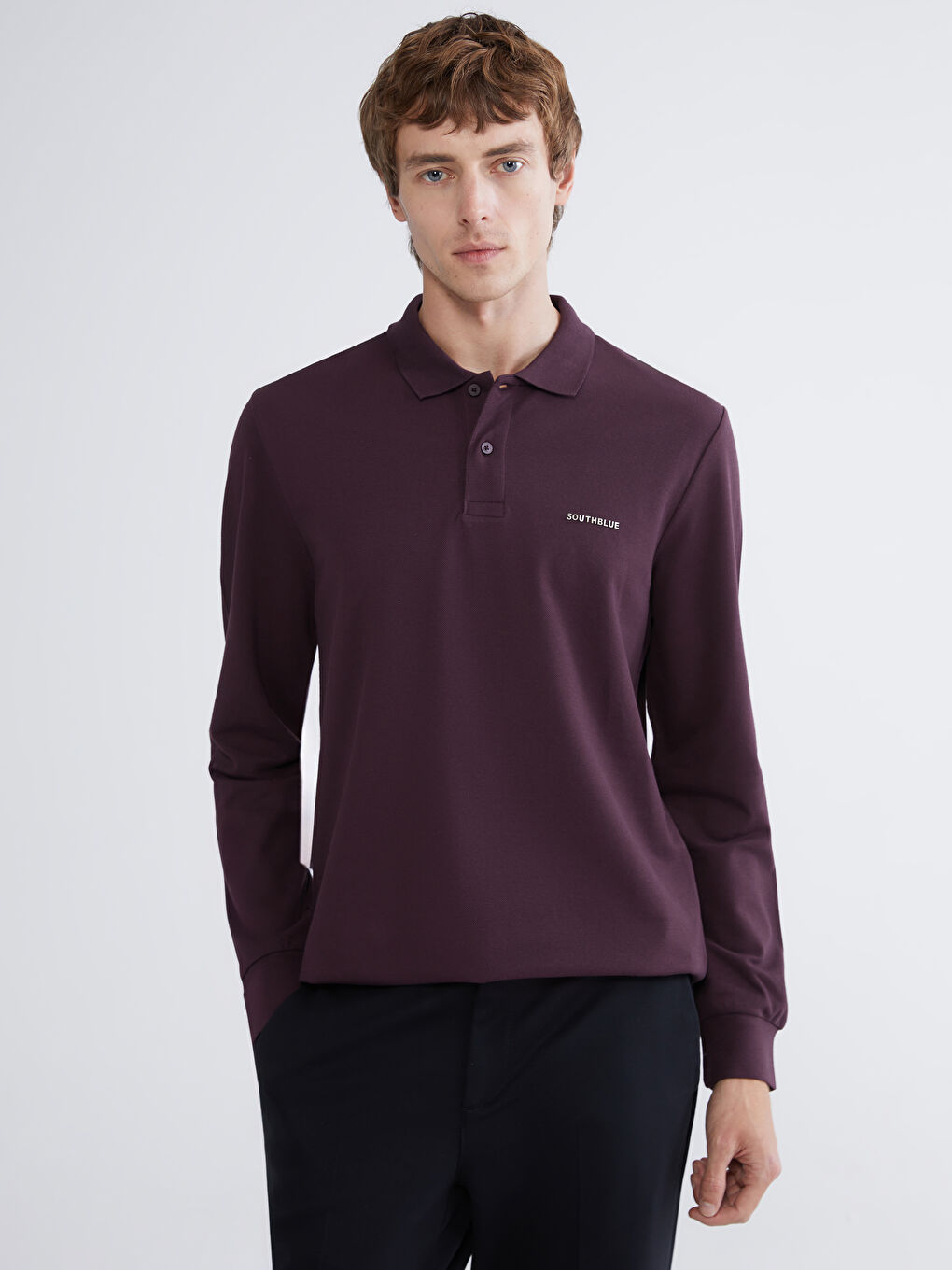 Kahverengi Polo Yaka Pike Erkek Sweatshirt