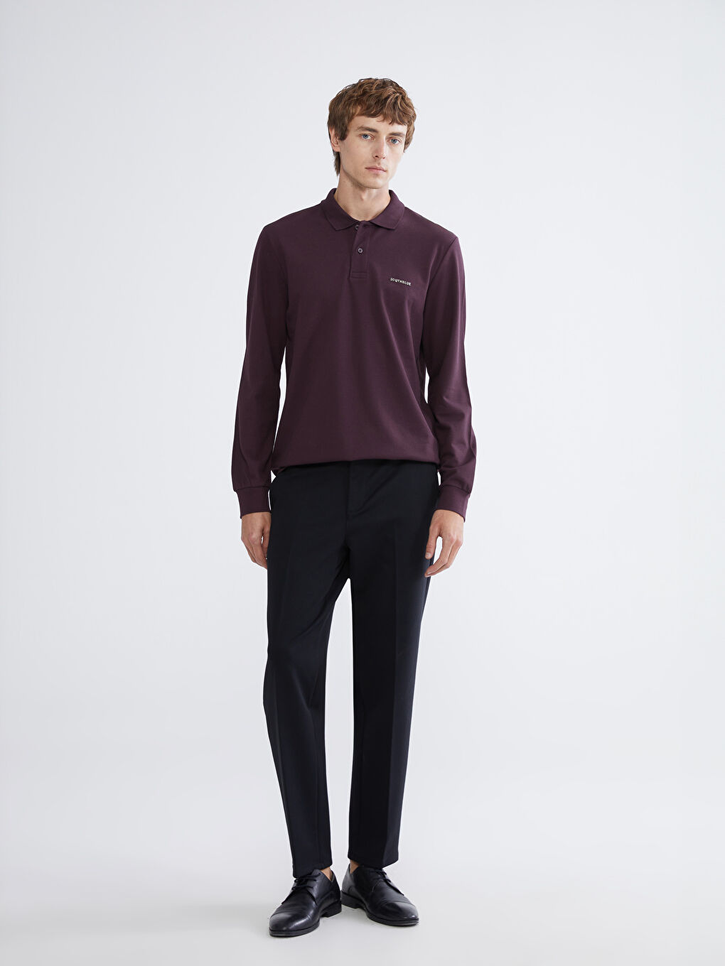 Kahverengi Polo Yaka Pike Erkek Sweatshirt-1