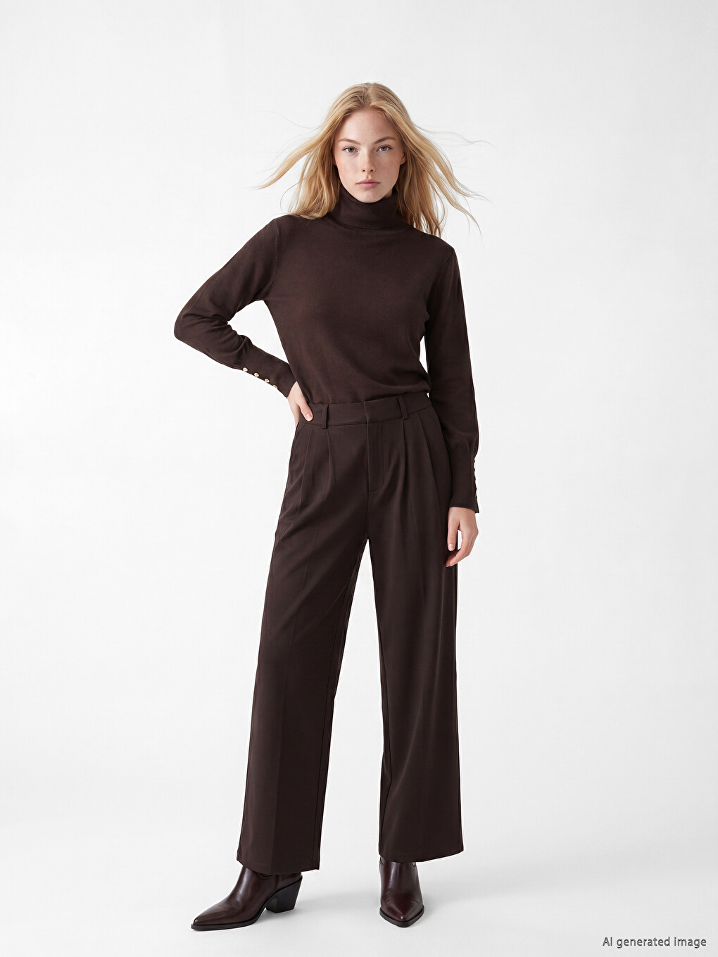 Pantaloni Eleganți Maro Femeie