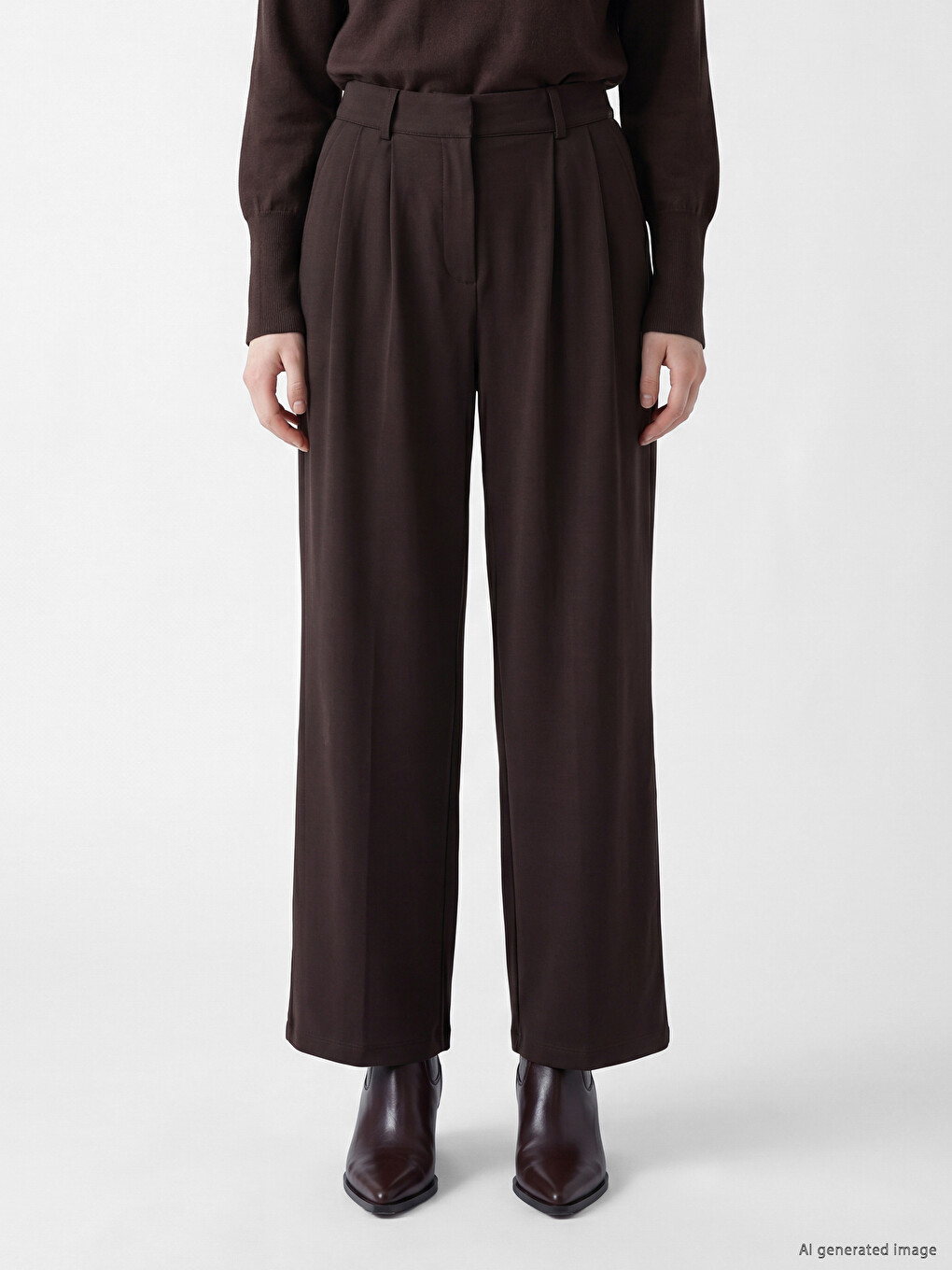 Pantaloni Eleganți Maro Femeie-1