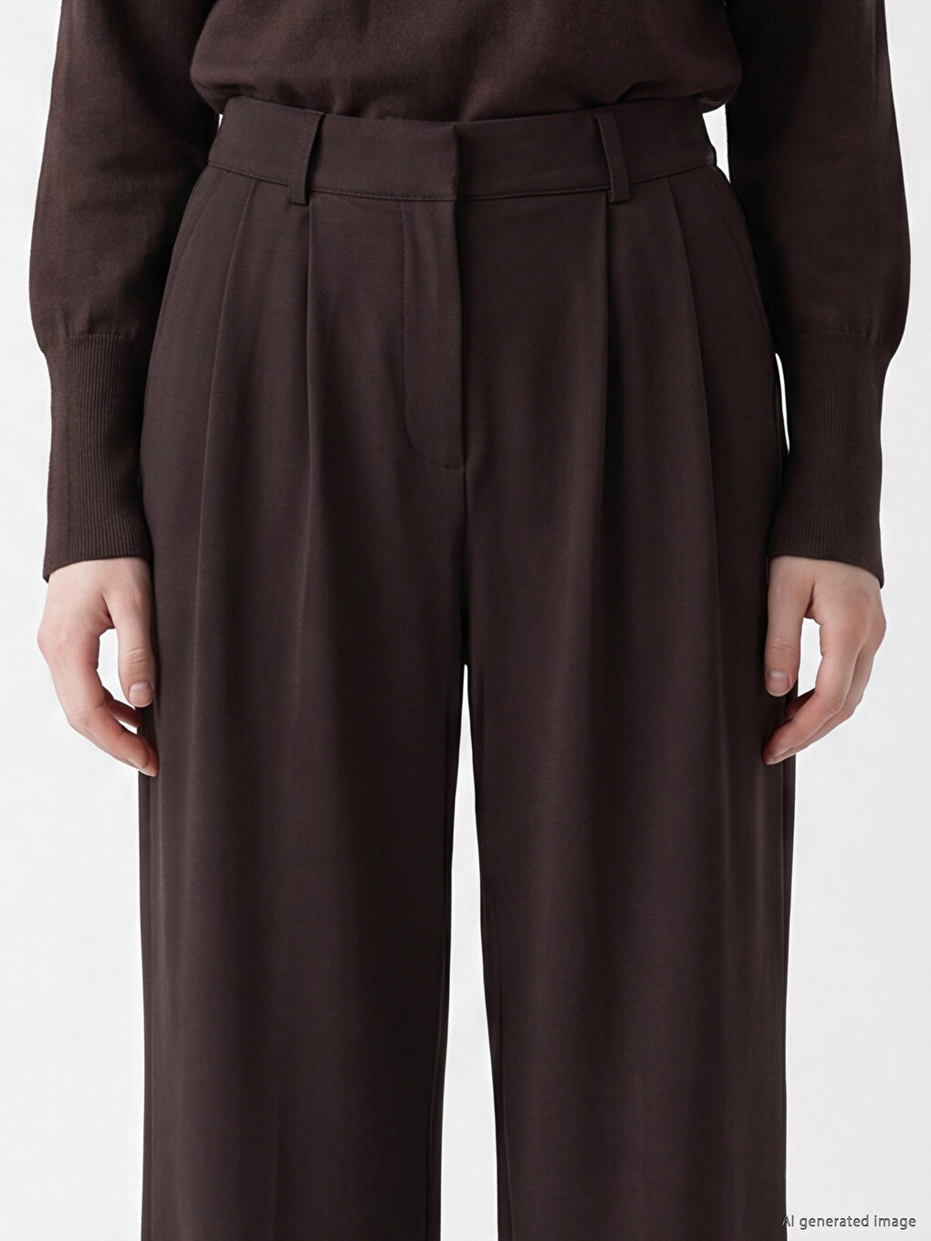 Pantaloni Eleganți Maro Femeie-2