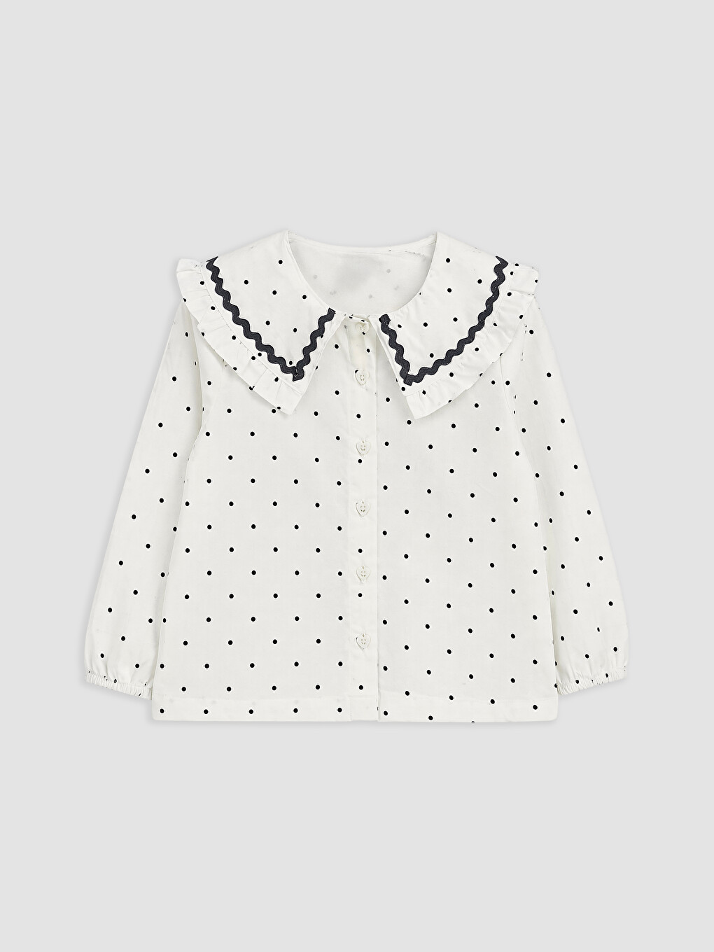 Printed Long Sleeve Girls' Gabardine Shirt