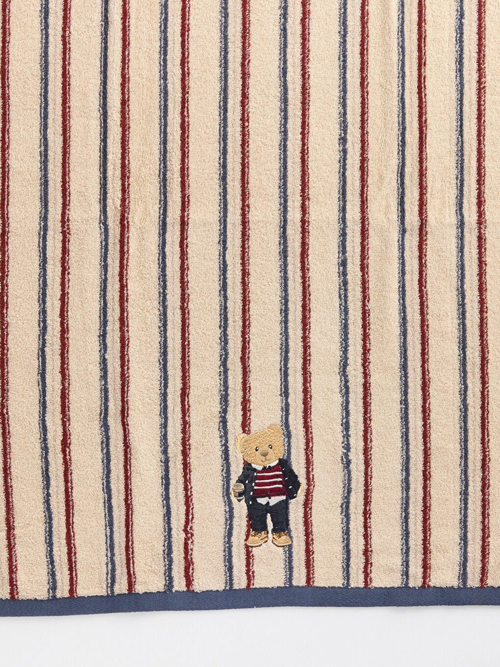 Ekru Teddy Nakışlı Pamuklu Banyo Havlusu 70x140 Cm-1