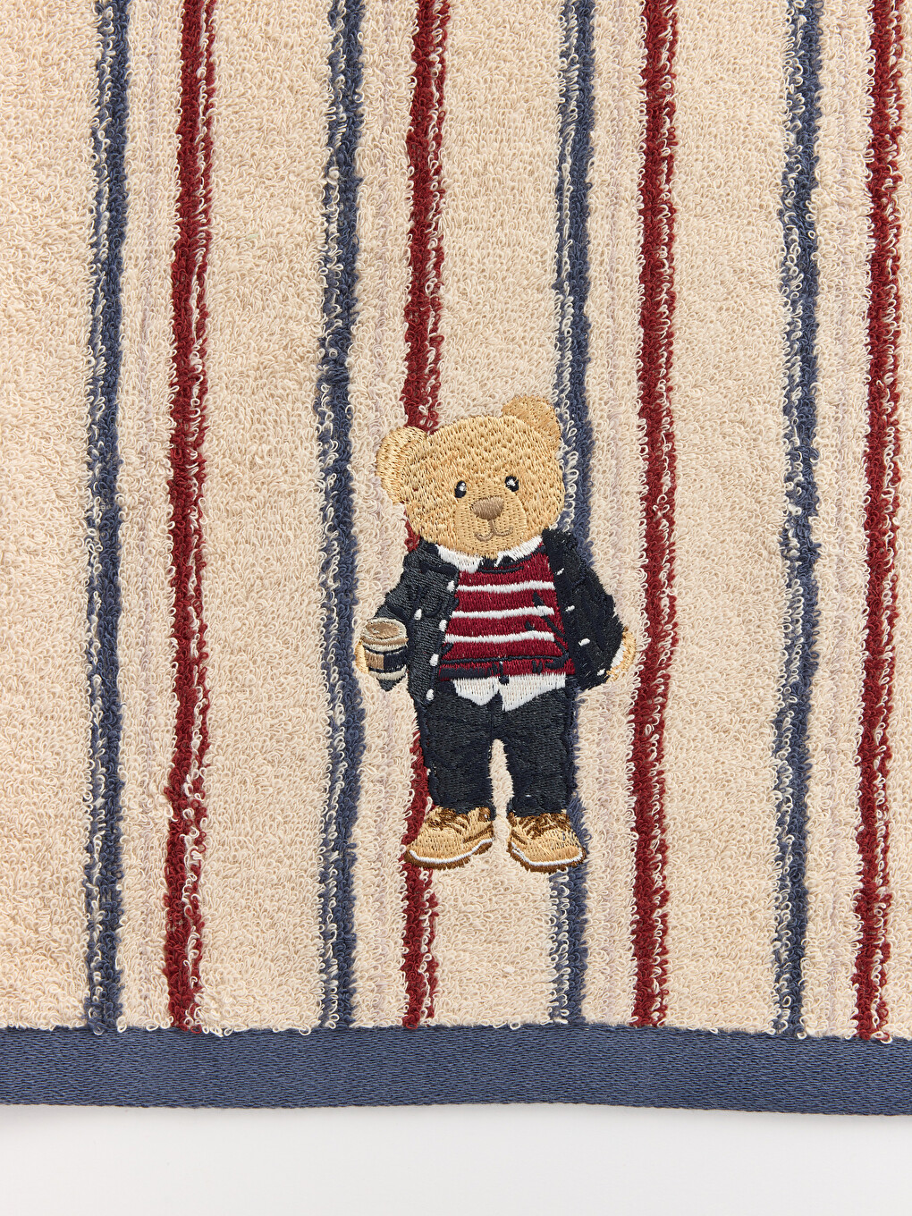 Ekru Teddy Nakışlı Pamuklu Banyo Havlusu 70x140 Cm-2