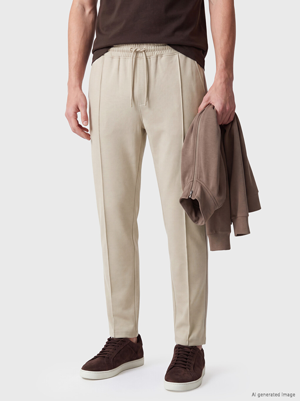 Man Beige Sweatpants-1