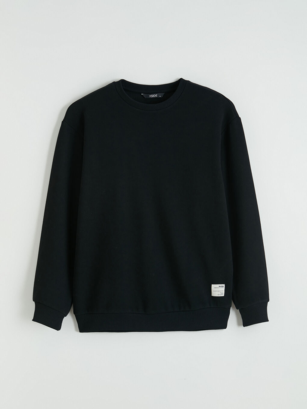 Siyah Bisiklet Yaka Erkek Sweatshirt-4