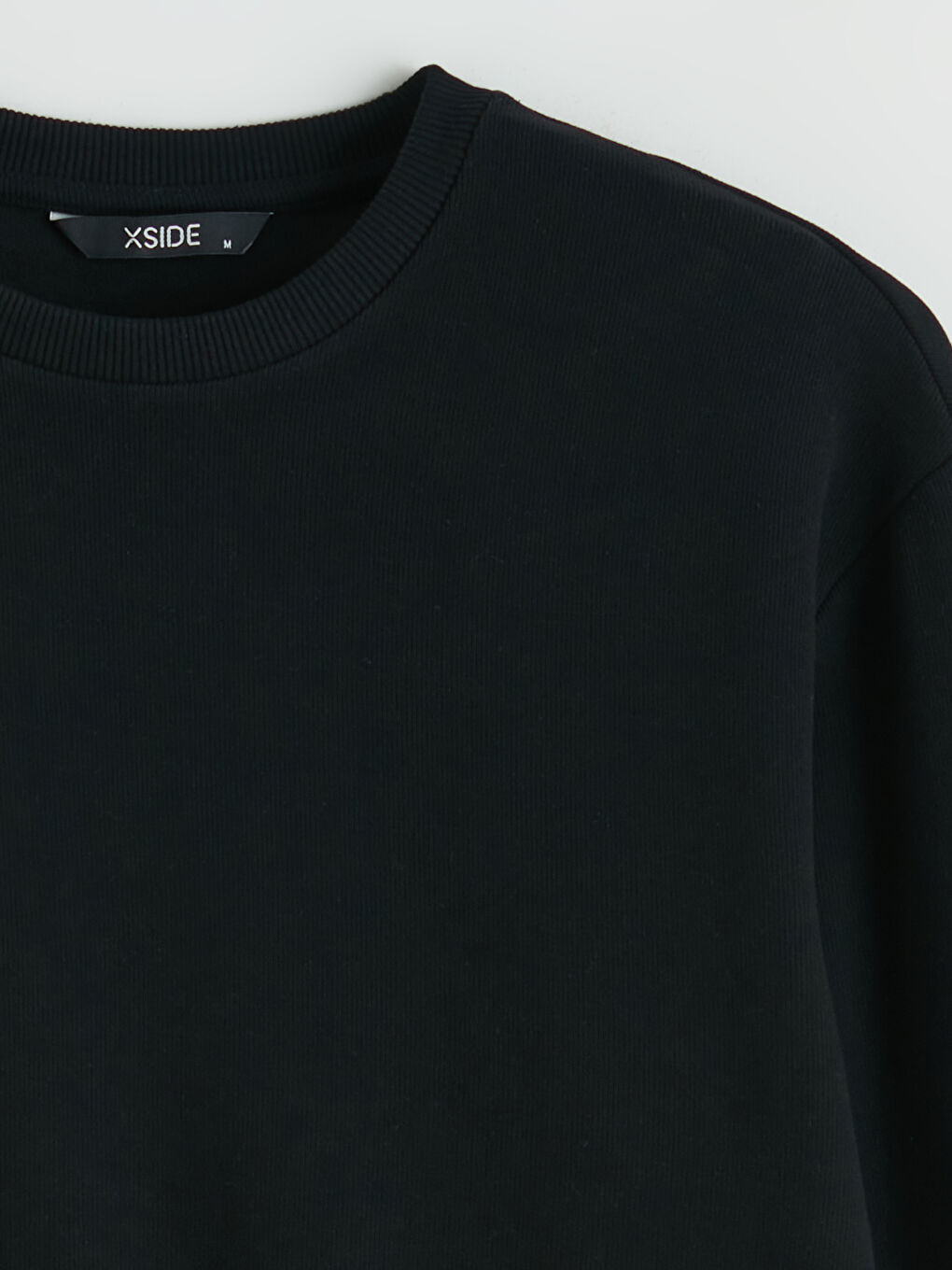 Siyah Bisiklet Yaka Erkek Sweatshirt-5