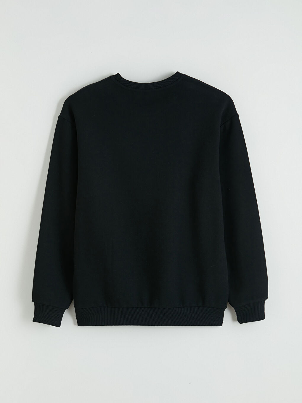 Siyah Bisiklet Yaka Erkek Sweatshirt-6