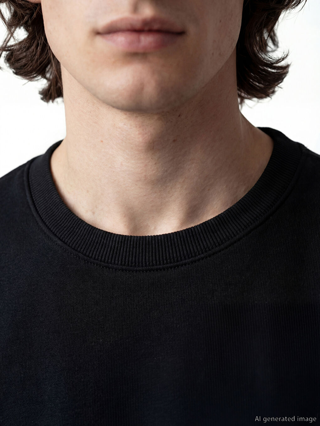 Siyah Bisiklet Yaka Erkek Sweatshirt-2