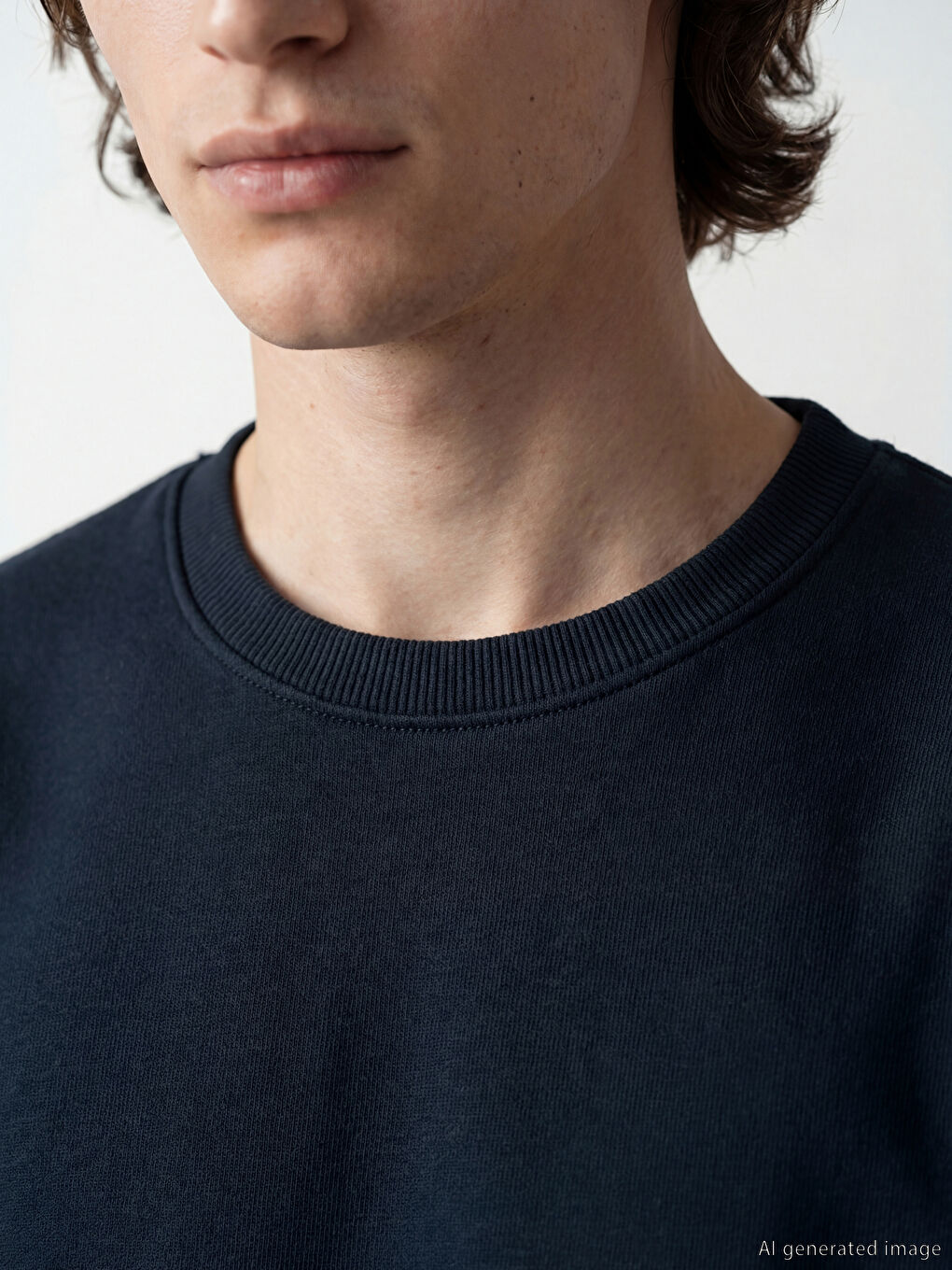 Lacivert Bisiklet Yaka Erkek Sweatshirt-2