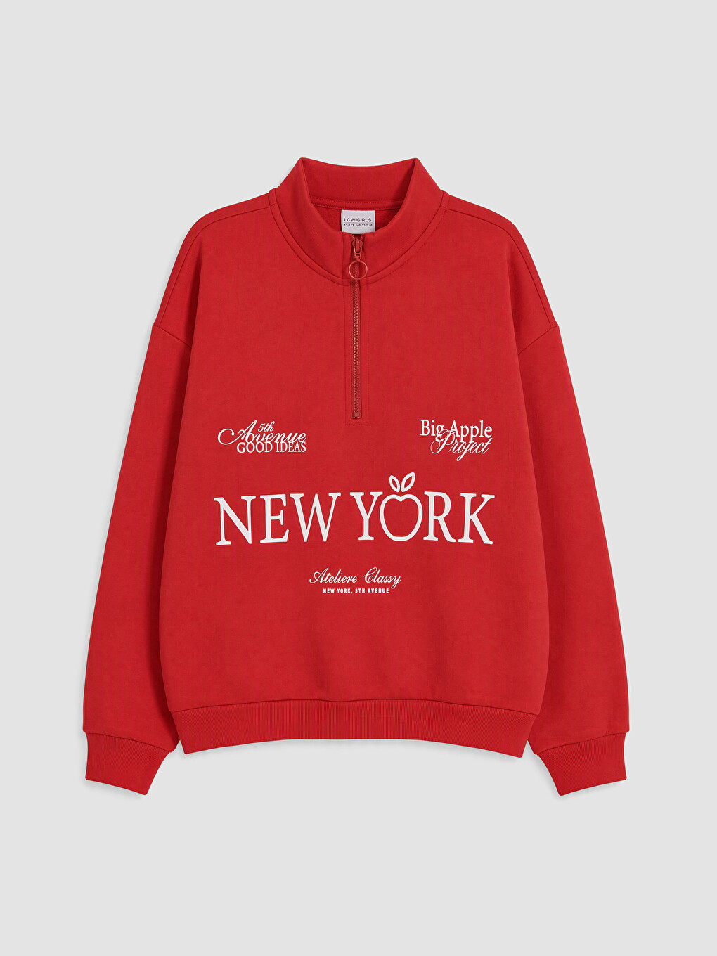 Kırmızı New York Baskılı Kız Çocuk Sweatshirt-1