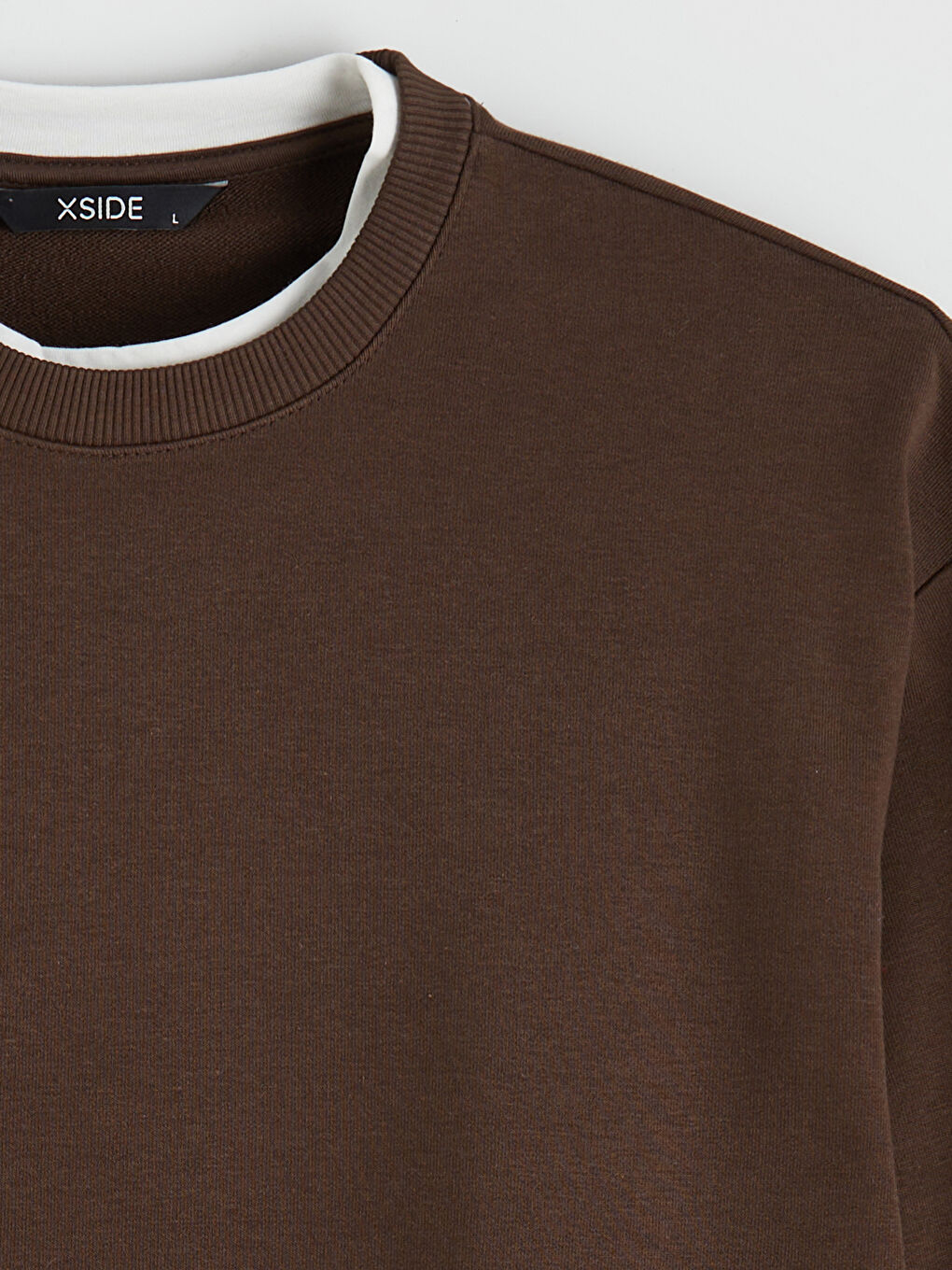 Kahverengi Bisiklet Yaka Erkek Sweatshirt-1